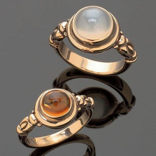 Retro Golden Ring with Moon Crystal