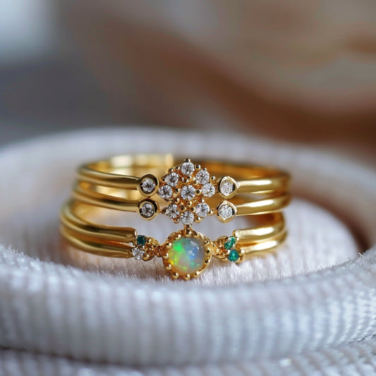 Stacked Green Opal Ring