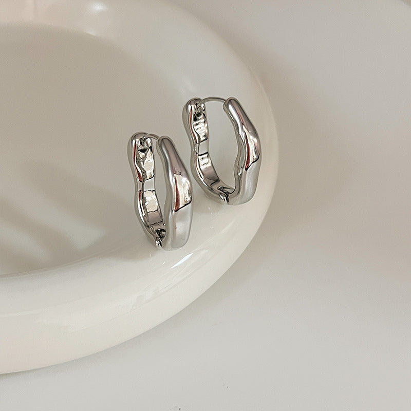 Retro Asymmetrical Gold and Silver Earrings