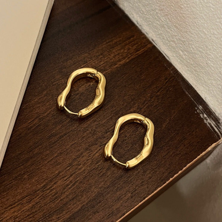 Retro Asymmetrical Gold and Silver Earrings