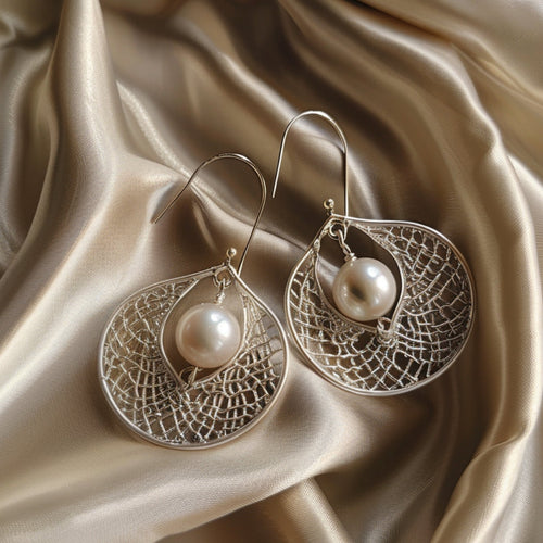 Open-Design Pearl Earrings