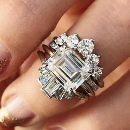 Antique Silver-Plated Glass Ring Collection