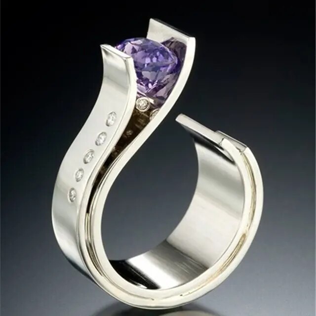 Retro Purple Inlaid Zirconia Ring