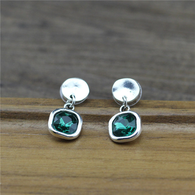 Silver Earrings with Cubic Crystal Design