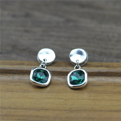 Silver Earrings with Cubic Crystal Design