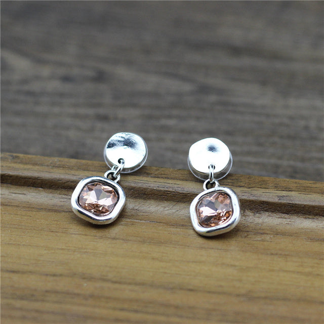 Silver Earrings with Cubic Crystal Design