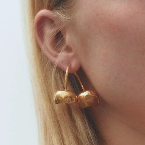 Retro Golden Cherry Earrings