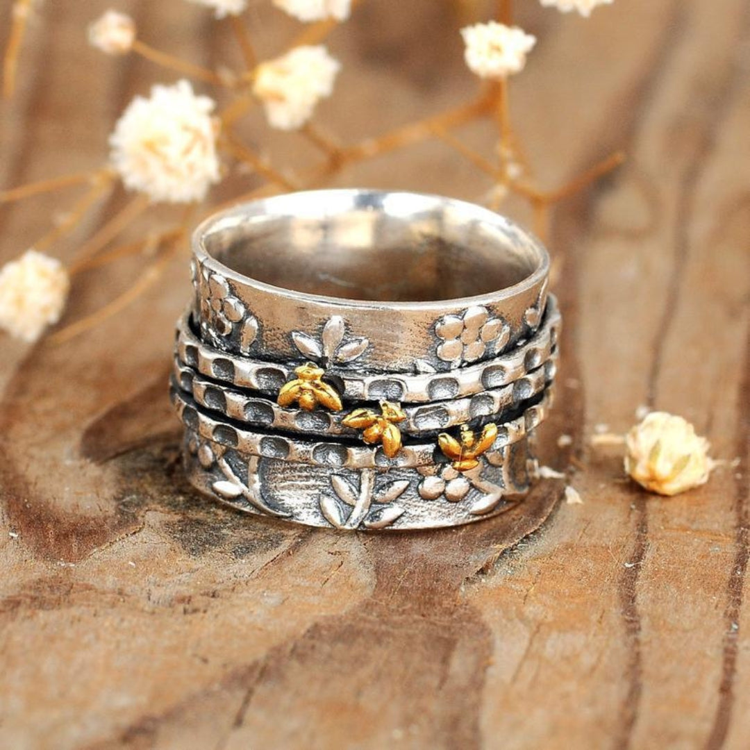 Petite Bee Floral Ring