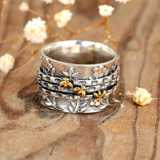 Petite Bee Floral Ring