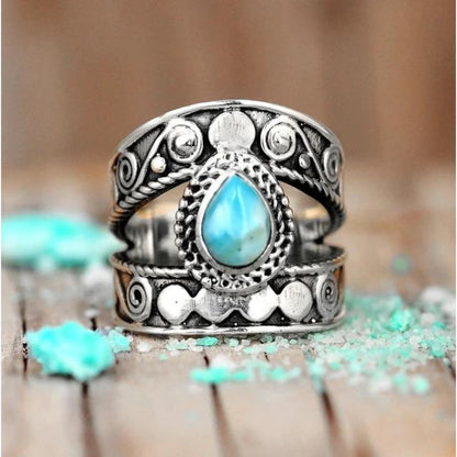 Openwork Turquoise Drop Ring