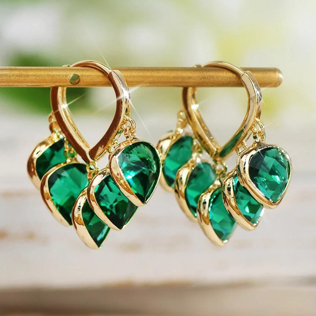 Emerald Leaf Earrings