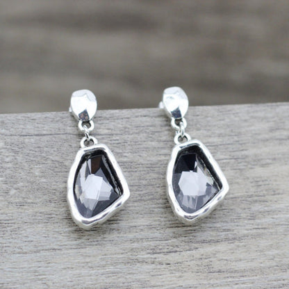 Silver Earrings with Crystal Stones