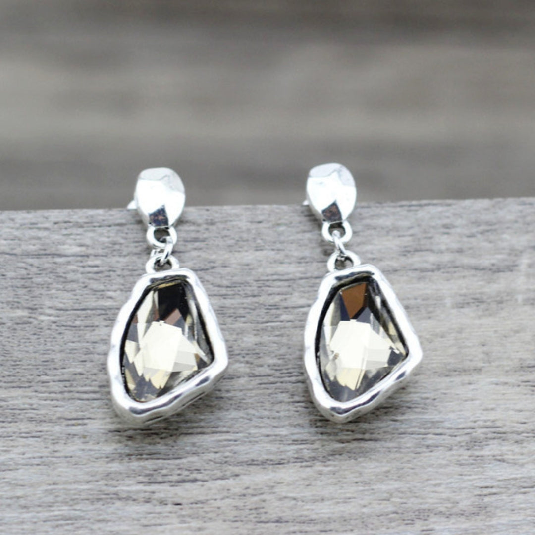 Silver Earrings with Crystal Stones