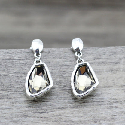 Silver Earrings with Crystal Stones