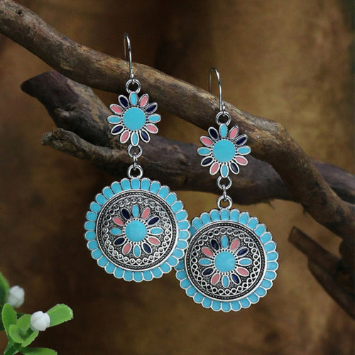 Silver Opal Mandala Earrings