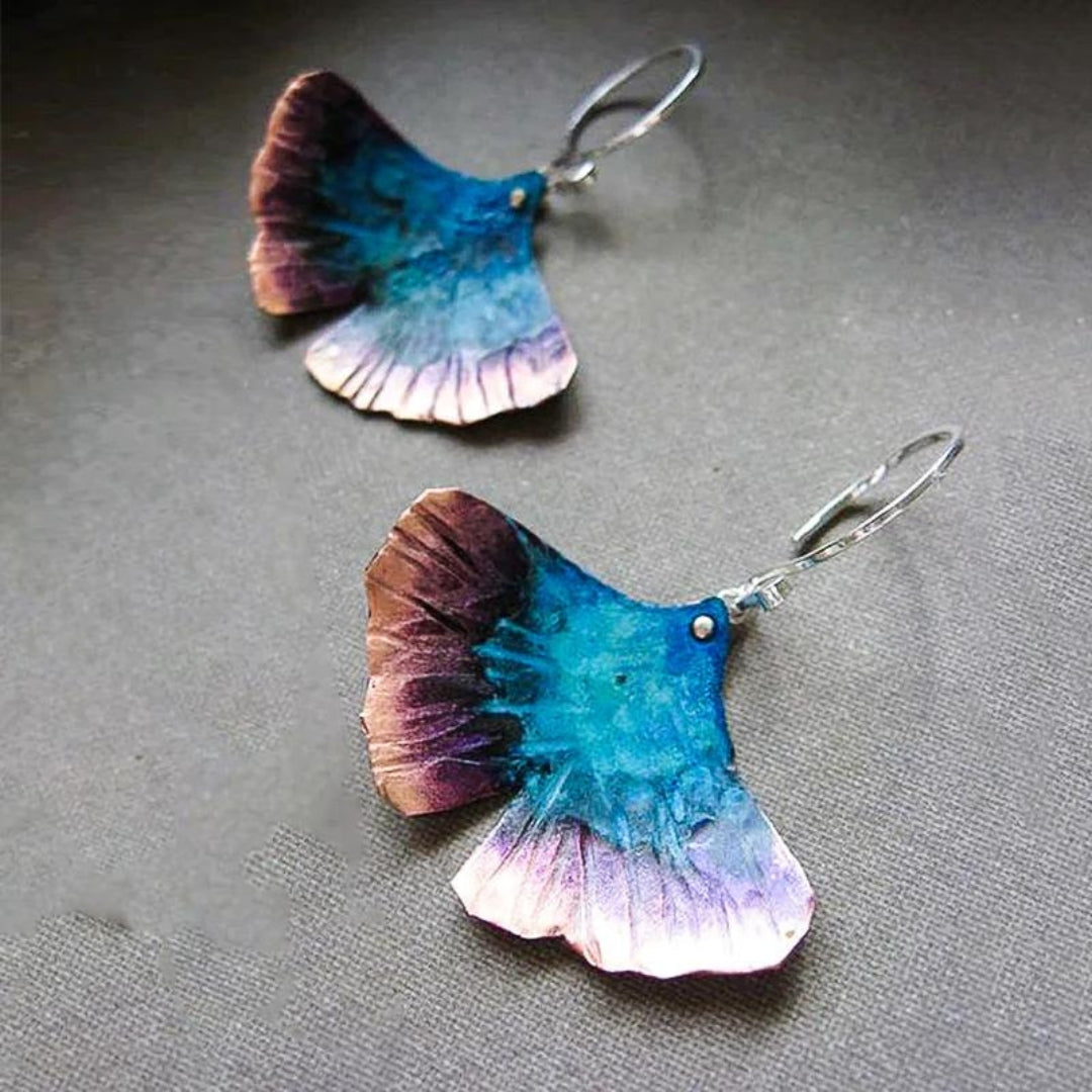 Sterling Silver Boho Earrings with Blue Butterfly Design