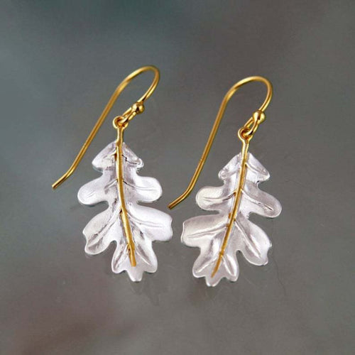 Gold Boho Earrings Featuring White Leaf Accents