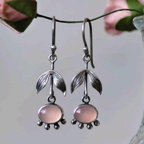 Silver Bohemian Quartz Pendant Earrings