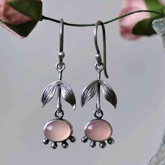 Silver Bohemian Quartz Pendant Earrings