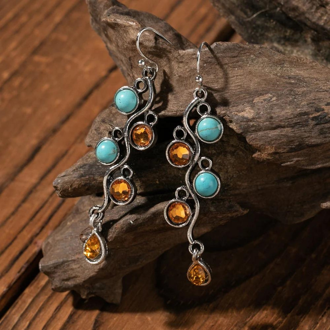 Silver Boho Earrings Featuring Zirconia and Opal Accents