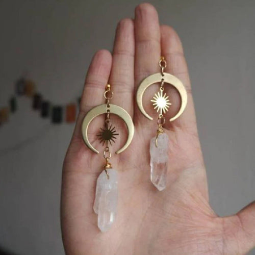 Gold Bohemian Quartz Earrings