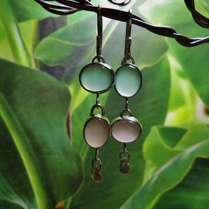 Bohemian Silver and Two-Tone Crystal Earrings