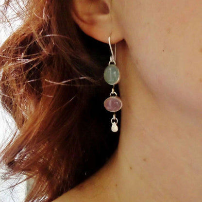 Bohemian Silver and Two-Tone Crystal Earrings