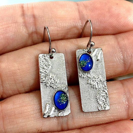 Sterling Silver Boho Earrings Featuring Blue Crystal