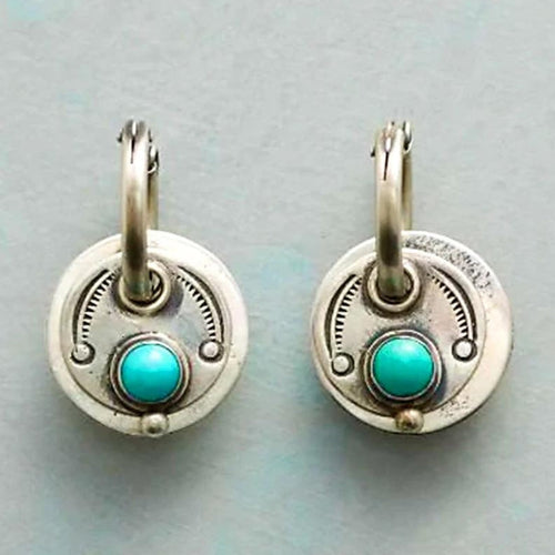 Sterling Silver Boho Earrings Featuring Turquoise Opal