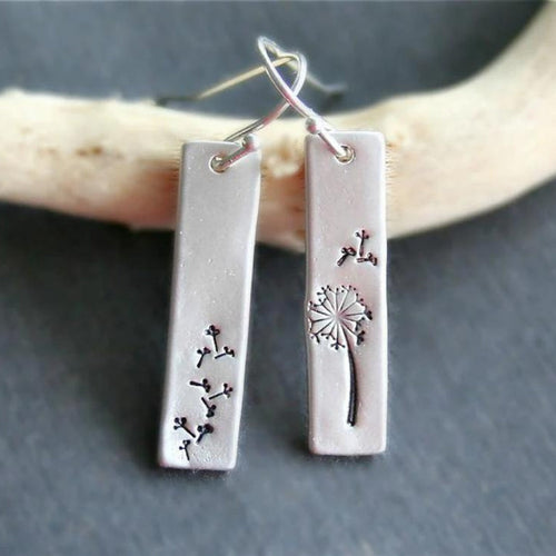 Bohemian Rectangular Silver Earrings