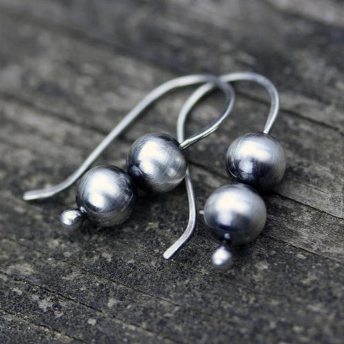Bohemian Silver Pearl Earrings