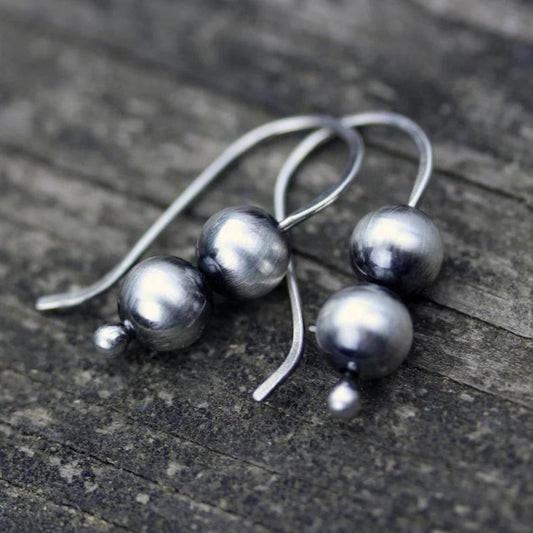 Bohemian Silver Pearl Earrings
