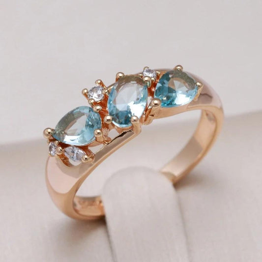 Gold Ring Featuring Blue Zirconia