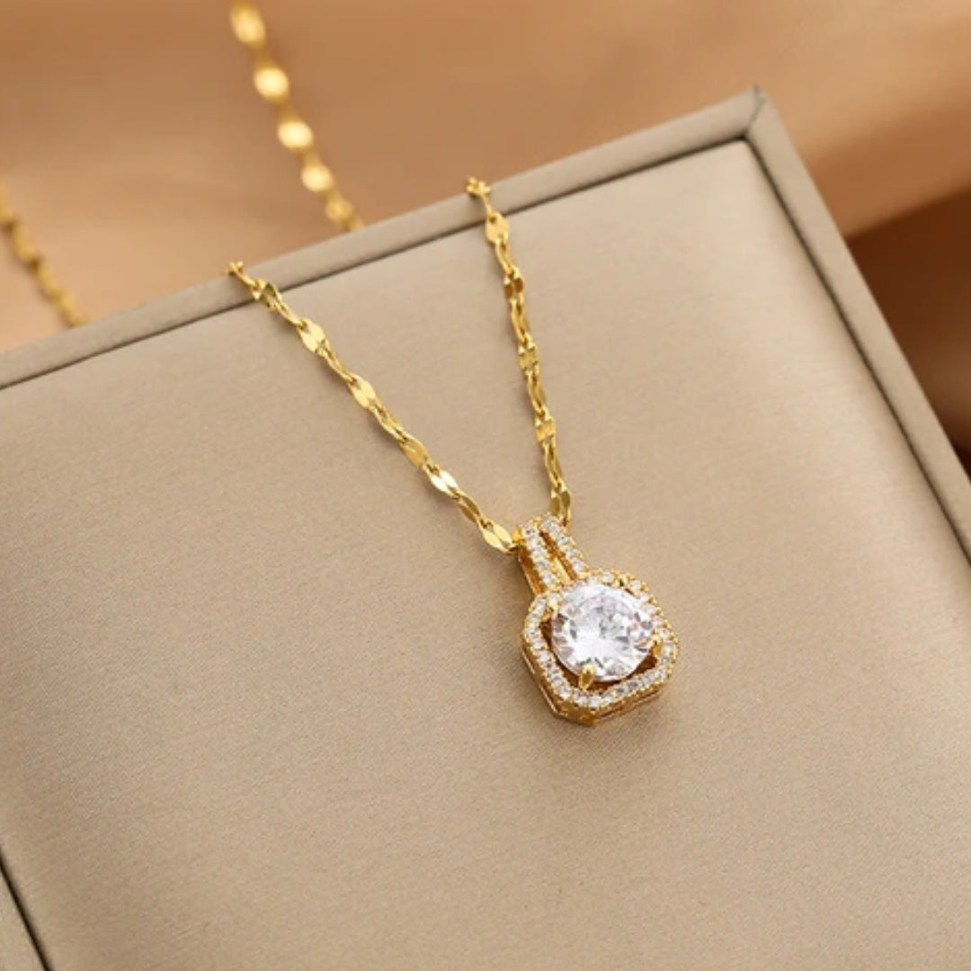 Gold Zirconia Pendant Necklace