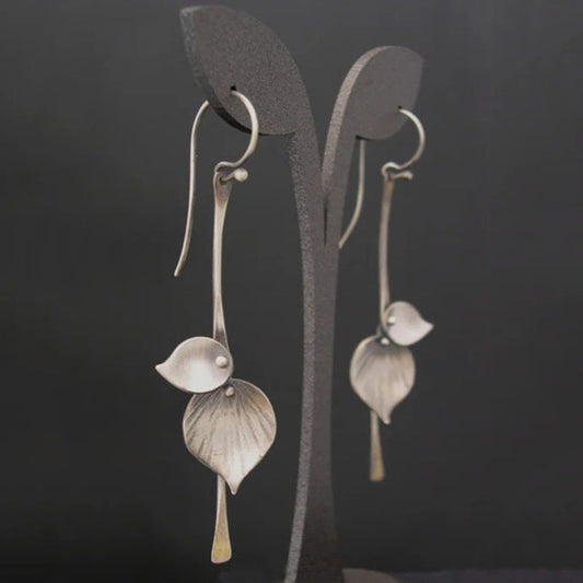 Bohemian Silver Leaf Earrings