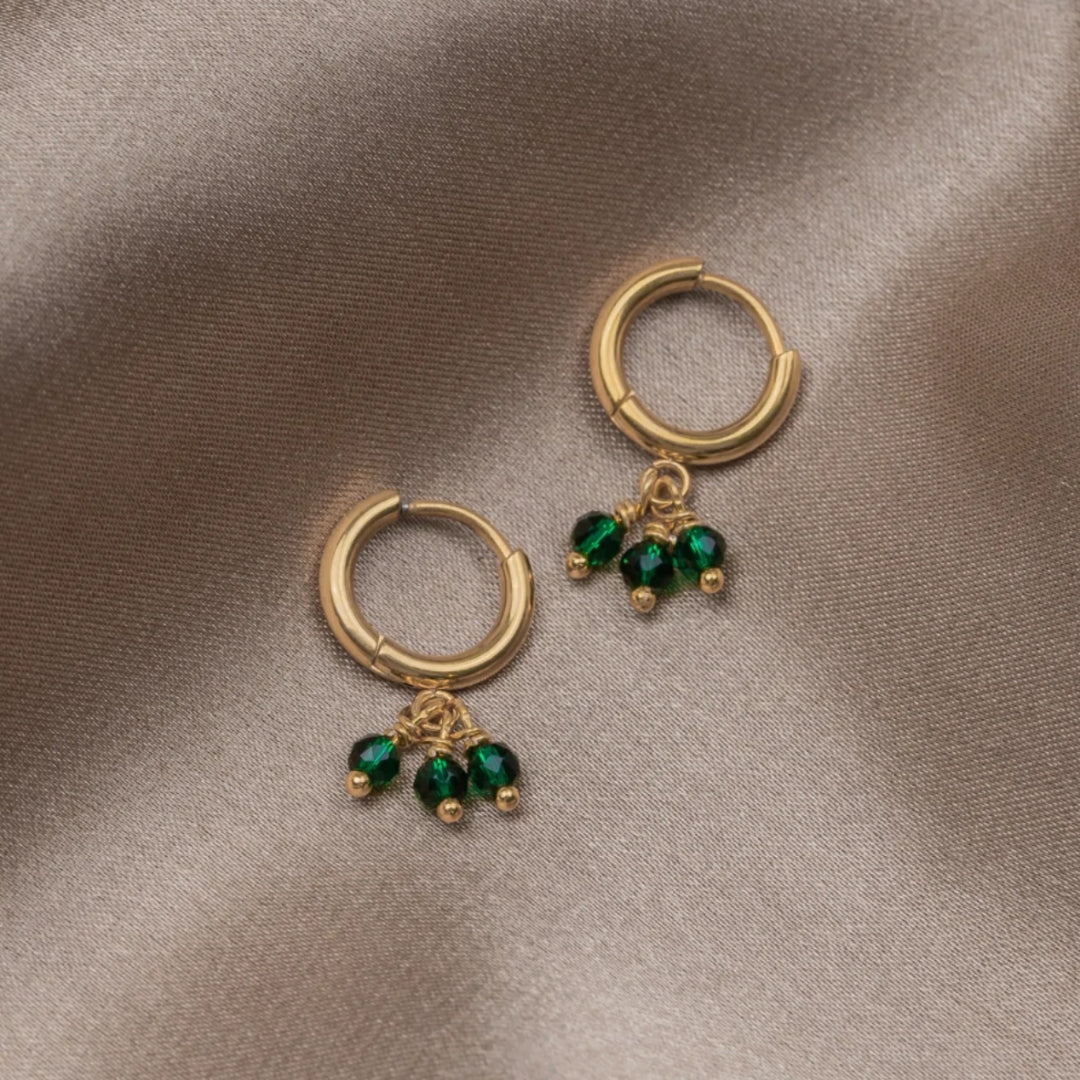 Emerald-Hued Crystal Earrings