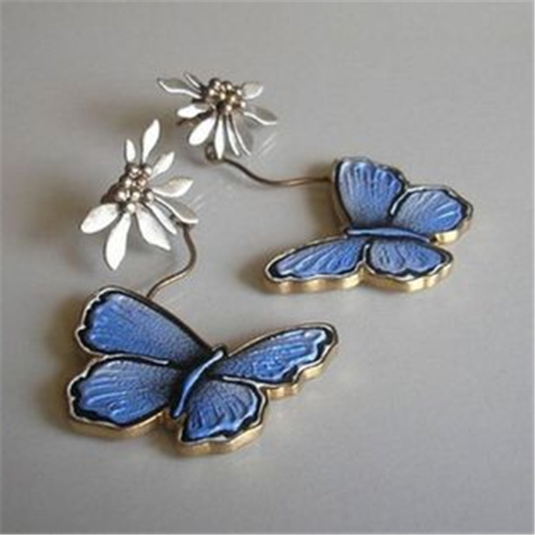 Retro Blue Butterfly Earrings