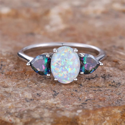 Bohemian White Opal Ring