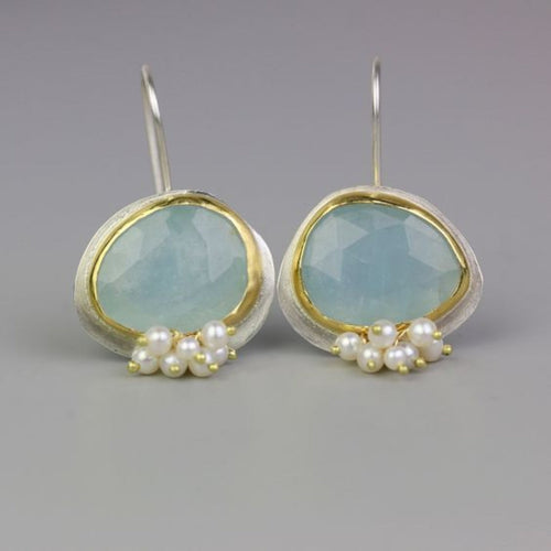 Retro Sky Blue Gemstone Earrings
