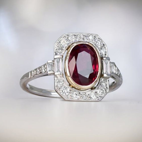 Classic Silver Ring with Vintage Red Zirconia