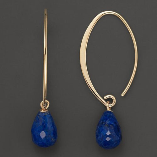 Retro Blue Crystal Gold Earrings
