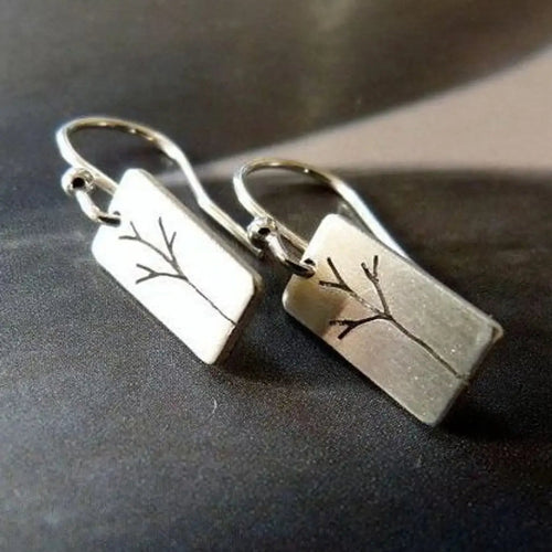 Retro Rectangular Tree Design Earrings