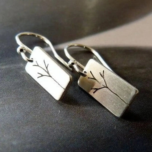 Retro Rectangular Tree Design Earrings