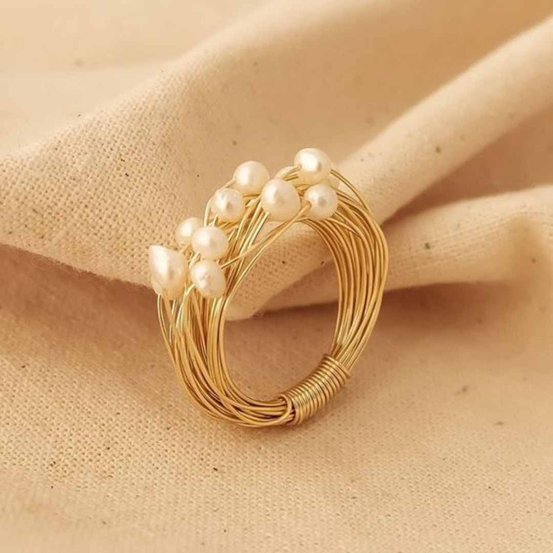Antique Golden Pearl Nest Ring