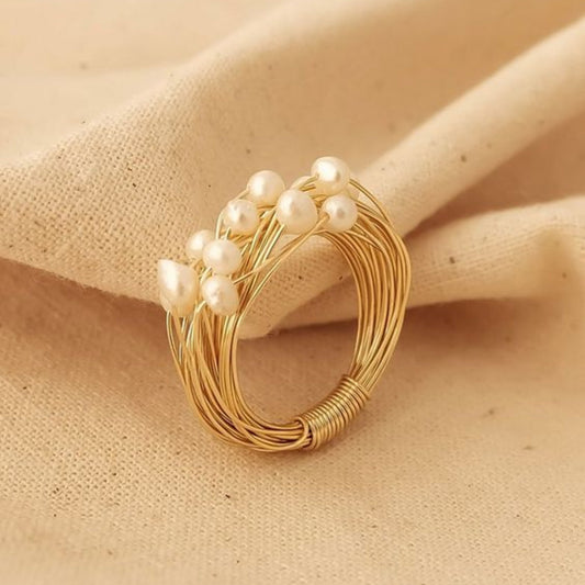 Antique Golden Pearl Nest Ring