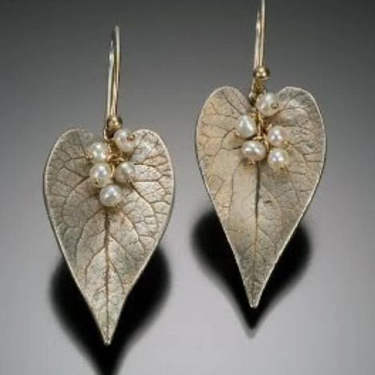 Classic Pearl Leaf Earrings
