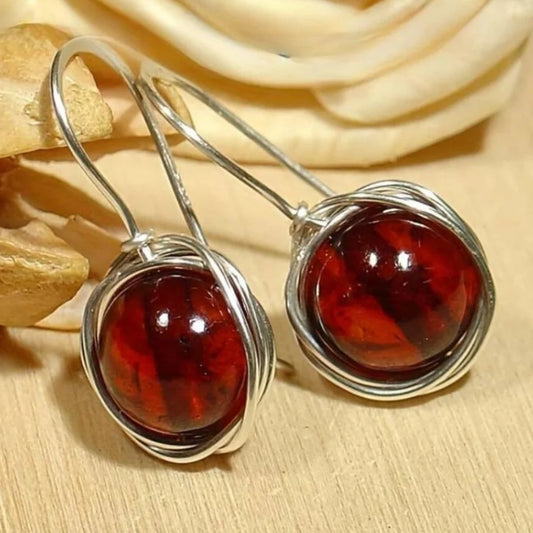 Sterling Silver Vintage Earrings Featuring Red Crystal