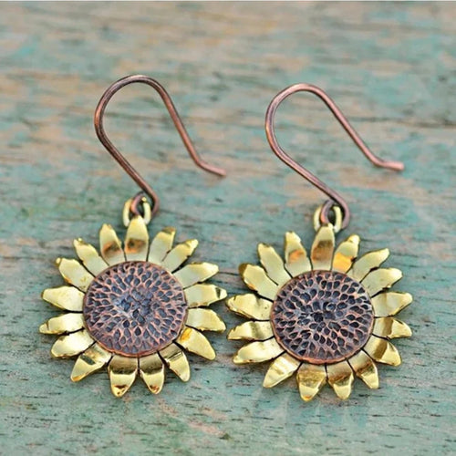 Retro Golden Sunflower Earrings