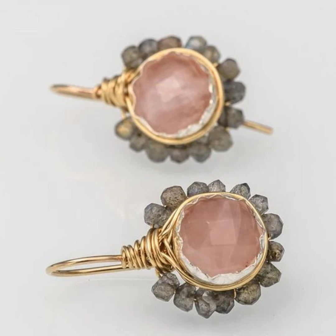 Retro Rose Quartz Earrings