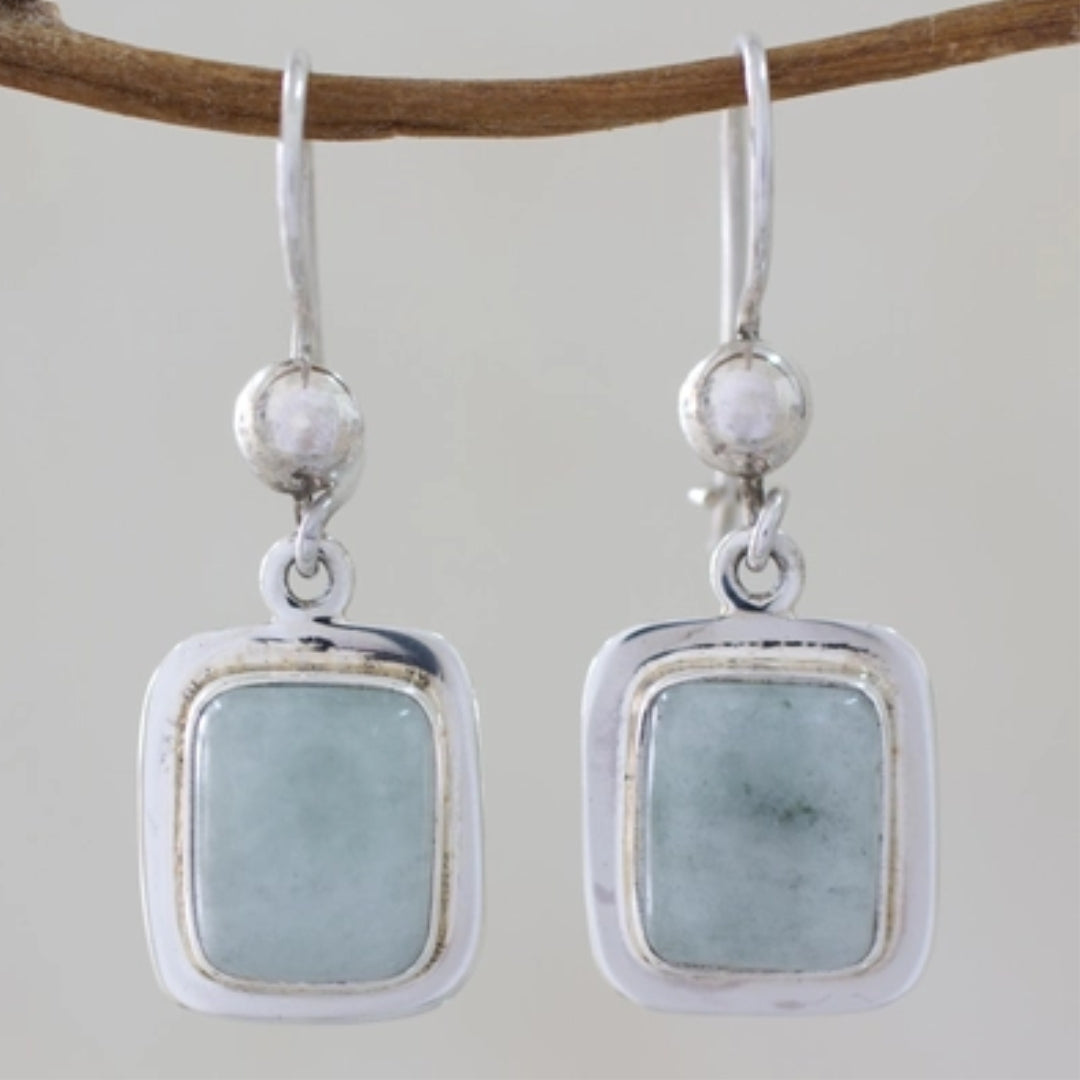 Retro Blue Sky Stone Silver Earrings